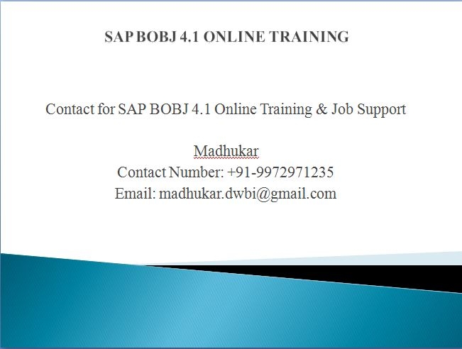 Business Objects Training all over India by SAP BO